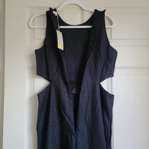 NWT Boden Black‎ Cut Out Linen Midi Dress Size 8 - Picture 7 of 13